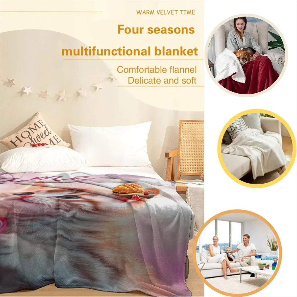 Personalized Kitten Blanket: Whimsical Heart Flannel Fleece Throw, Pink Kitty Cat Lover Gift - Dream Dragons