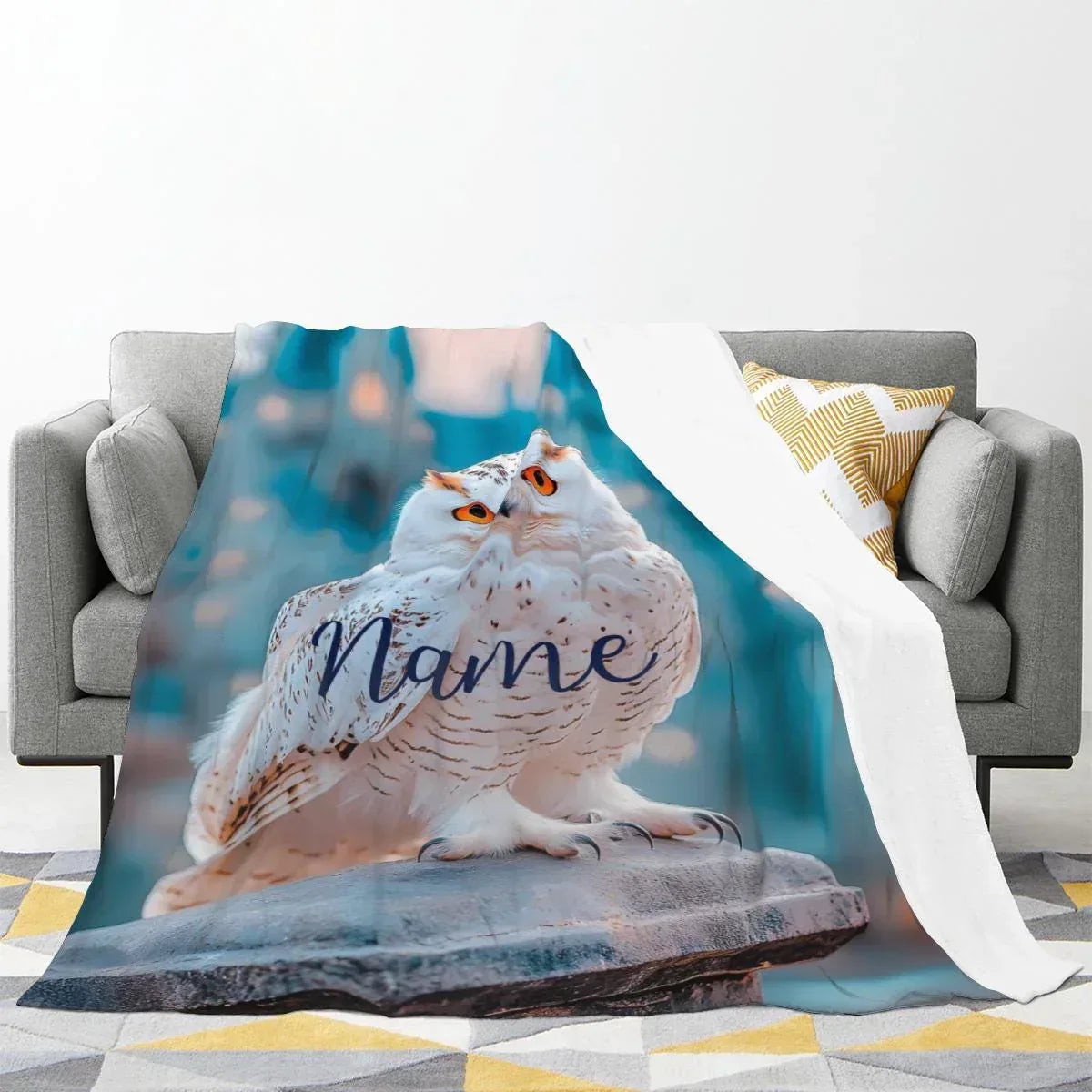 Personalized Wizard Owl Blanket – Magical Flannel Fleece Throw, Name Gift - Dream Dragons