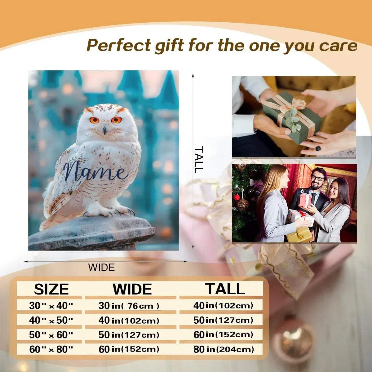 Personalized Wizard Owl Blanket – Magical Flannel Fleece Throw, Name Gift - Dream Dragons