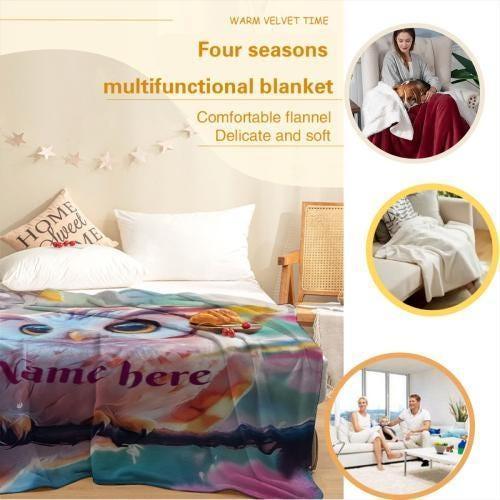 Personalized Owl Blanket: Magical Floral Fleece Throw, Soft Name Gift - Dream Dragons