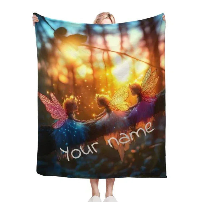 Personalized Fairy Blanket: Enchanted Wonderland Fantasy Throw - Dream Dragons