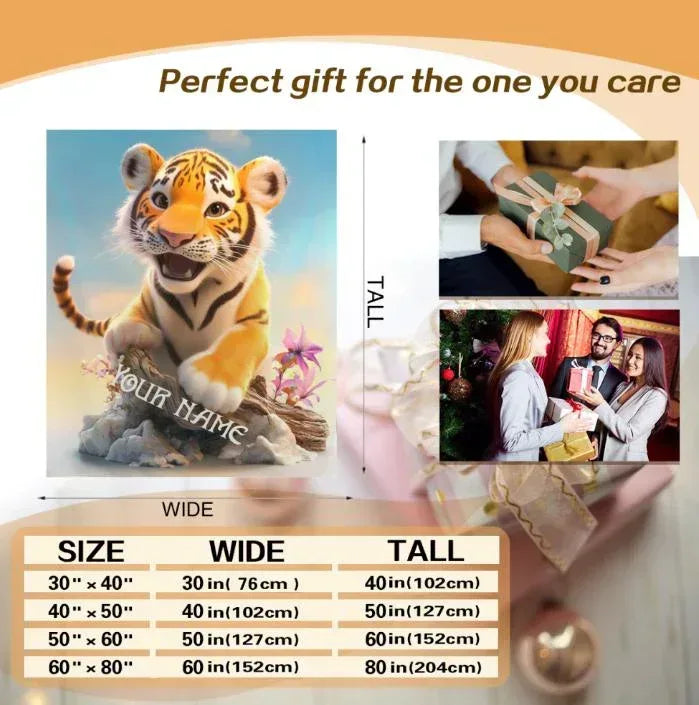 Personalized Tiger Blanket Soft: Wild Animal Jungle Theme Flannel Fleece Throw - Dream Dragons