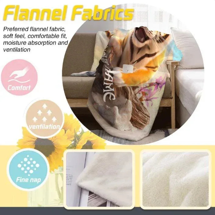Personalized Tiger Blanket Soft: Wild Animal Jungle Theme Flannel Fleece Throw - Dream Dragons