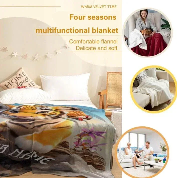 Personalized Tiger Blanket Soft: Wild Animal Jungle Theme Flannel Fleece Throw - Dream Dragons