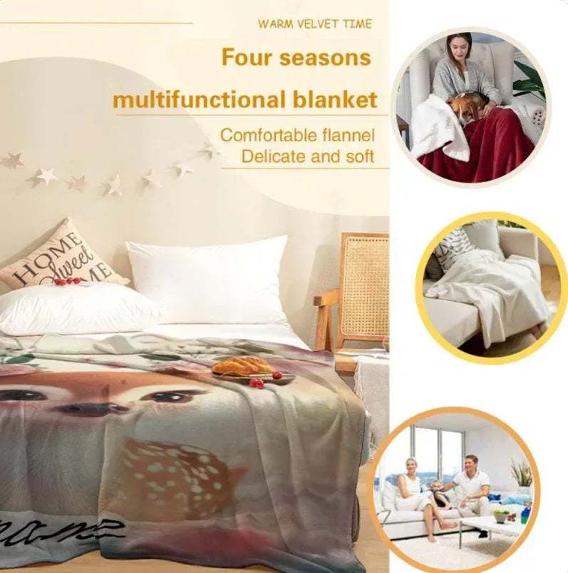 Personalized Forest Deer Blanket: Whimsical Nature Throw - Dream Dragons