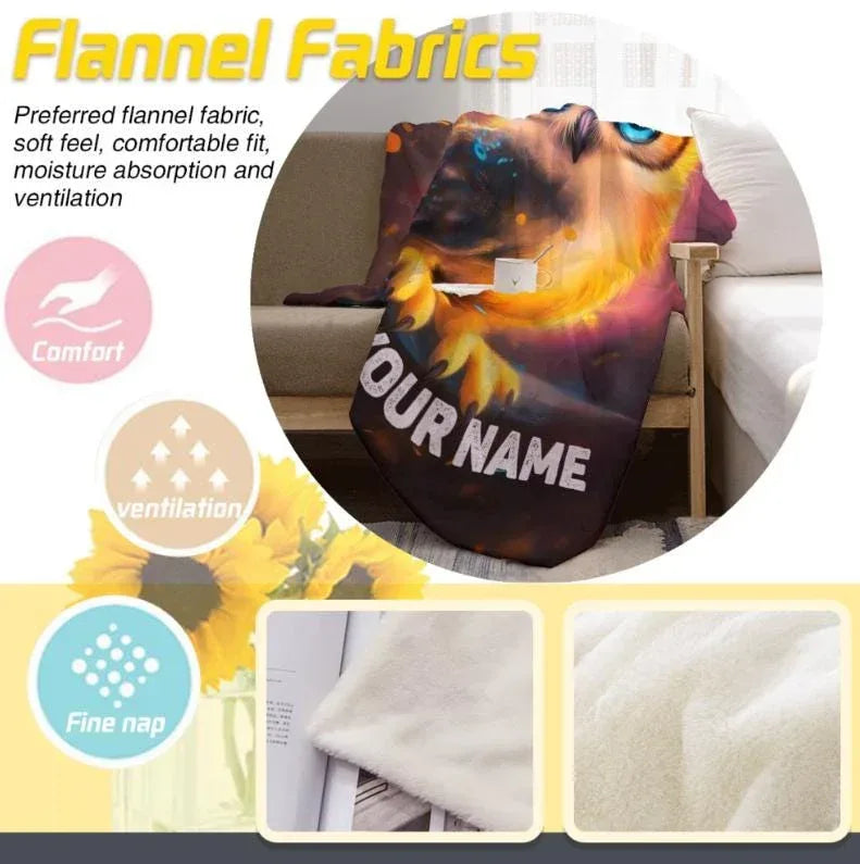 Personalized Cosmic Owl Blanket: Mystical Spirit Animal Throw - Dream Dragons