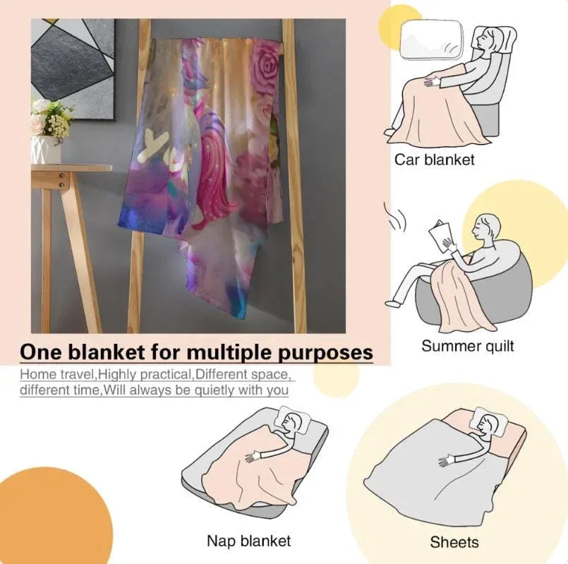 Personalized Unicorn Blanket: Soft Flannel Fleece Throw, Magical Name Gift - Dream Dragons