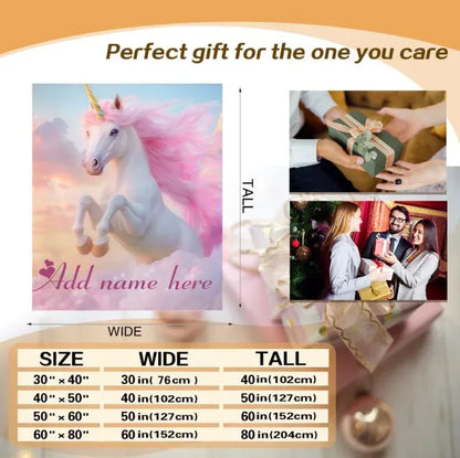 Personalized Unicorn Fleece Blanket: Magical Flannel Fleece Throw, Pink Name Gift - Dream Dragons