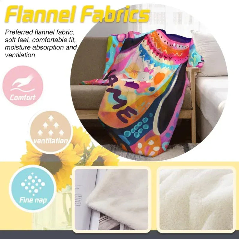 Personalized Penguin Blanket: Colorful Arctic Animal Happy Playful Flannel Fleece Throw, Soft Name Gift - Dream Dragons