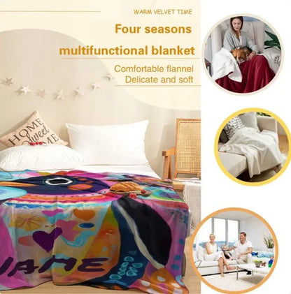 Personalized Penguin Blanket: Colorful Arctic Animal Happy Playful Flannel Fleece Throw, Soft Name Gift - Dream Dragons