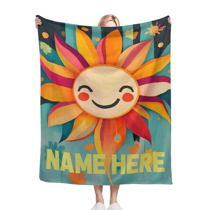 Personalized Sunny Sunshine Sunflower Blanket: Custom Name Gift, Flannel Fleece Throw - Dream Dragons