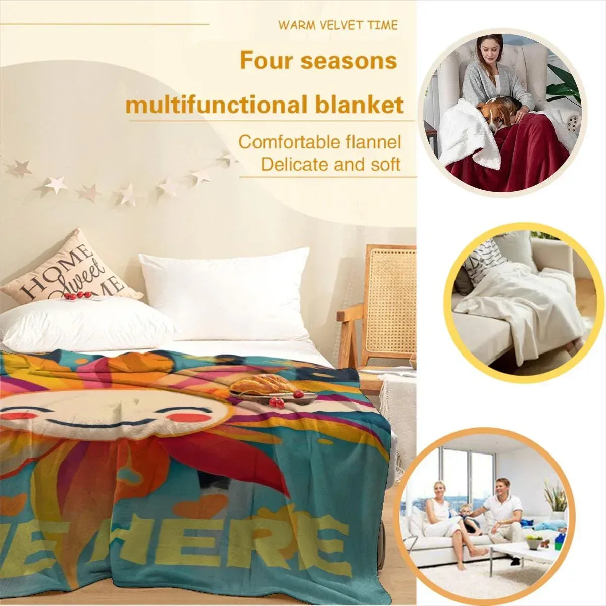 Personalized Sunny Sunshine Sunflower Blanket: Custom Name Gift, Flannel Fleece Throw - Dream Dragons