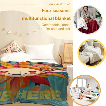 Personalized Sunny Sunshine Sunflower Blanket: Custom Name Gift, Flannel Fleece Throw - Dream Dragons