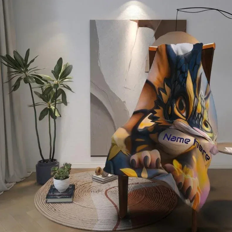 Personalized Dragon Blanket: Mythical Creature Dino Flannel Fleece Throw - Dream Dragons