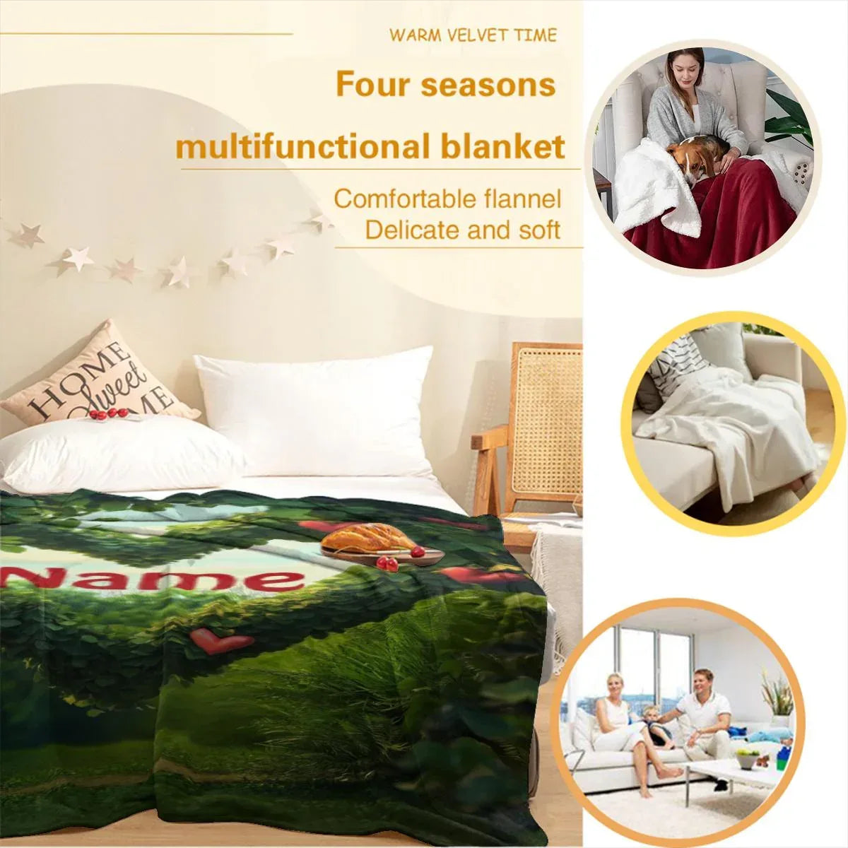 Personalized Garden Heart Blanket: Lush Greenery Plant Microfiber Fleece Throw, Romantic, Lovely Gift - Dream Dragons