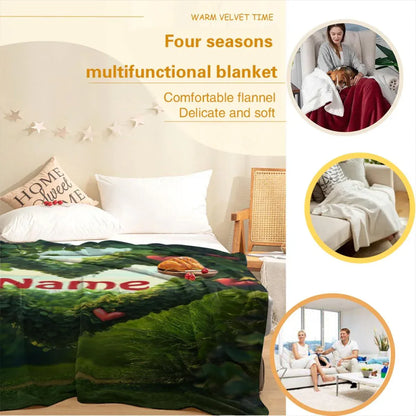 Personalized Garden Heart Blanket: Lush Greenery Plant Microfiber Fleece Throw, Romantic, Lovely Gift - Dream Dragons