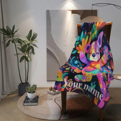 Personalized Teddy Bear Blanket: Patchwork Maximalist Throw - Dream Dragons