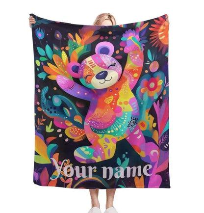 Personalized Teddy Bear Blanket: Patchwork Maximalist Throw - Dream Dragons