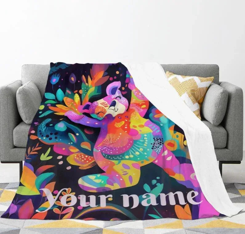Personalized Teddy Bear Blanket: Patchwork Maximalist Throw - Dream Dragons