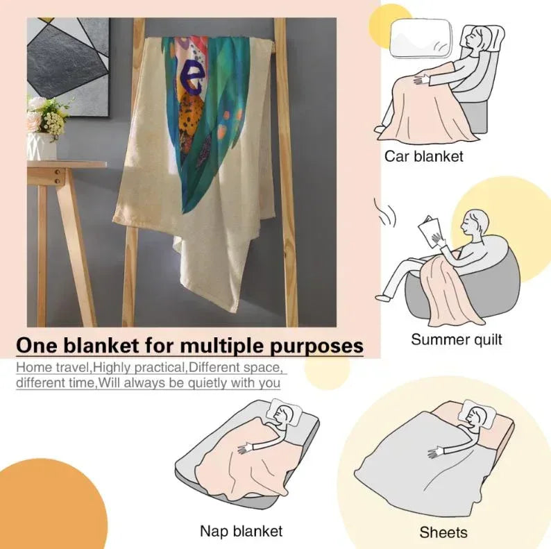 Personalized Owl Blanket: Romantic Flannel Fleece Throw, Custom Name Gift Colourful Bird - Dream Dragons