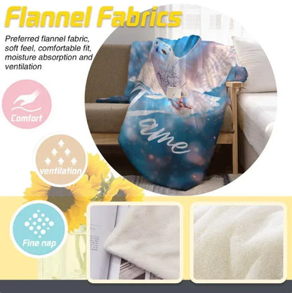 Personalized Wizarding Owl Blanket: Harry Potter Theme, Custom Flannel Fleece Name Throw - Dream Dragons