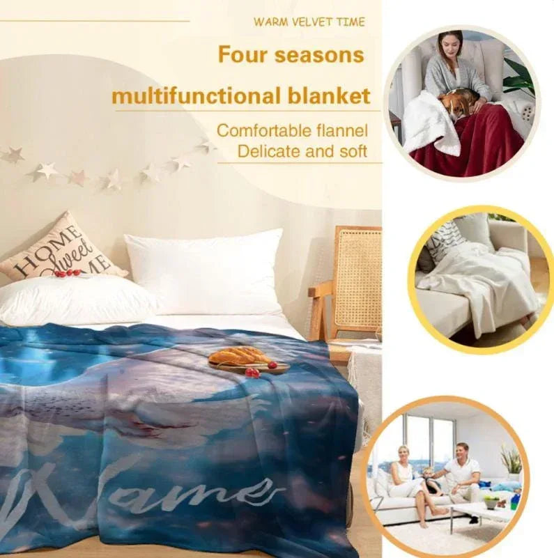 Personalized Wizarding Owl Blanket: Harry Potter Theme, Custom Flannel Fleece Name Throw - Dream Dragons