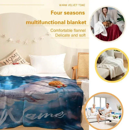 Personalized Wizarding Owl Blanket: Harry Potter Theme, Custom Flannel Fleece Name Throw - Dream Dragons