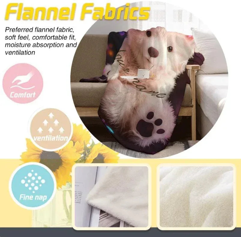 Personalized Teddy Bear Plush Blanket: Floral Crown, Soft Flannel Fleece Throw, Custom Name Gift - Dream Dragons