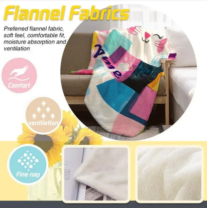Personalized Cat Blanket: Warm, Playful Kitten Patchwork Fleece Throw, Meow, Super Soft Name Gift - Dream Dragons