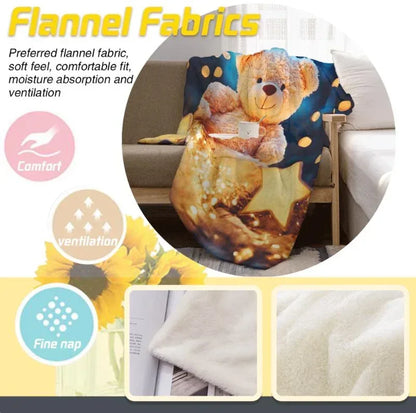 Personalized Teddy Bear Plush Blanket: Dreamy Stars, Flannel Fleece Throw, Super Soft Name Gift - Dream Dragons
