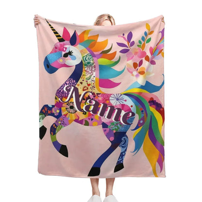 Personalized Unicorn Blanket: Vibrant Fantasy Flannel Fleece Throw, Pink and Super Soft - Dream Dragons