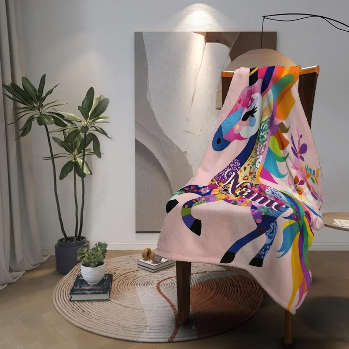 Personalized Unicorn Blanket: Vibrant Fantasy Flannel Fleece Throw, Pink and Super Soft - Dream Dragons