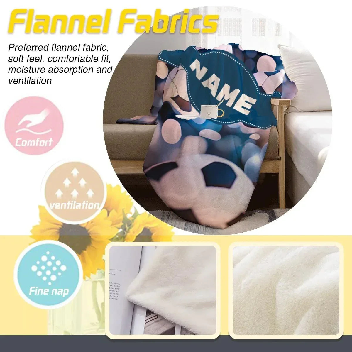 Personalized Football Blanket: Soft Microfiber Flannel Fleece Throw for Soccer Fans, Sport Name Gift - Dream Dragons