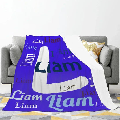 Add your Name & Letter - Personalized Vivid Blue Name Blanket – Custom Flannel Fleece Throw - Dream Dragons