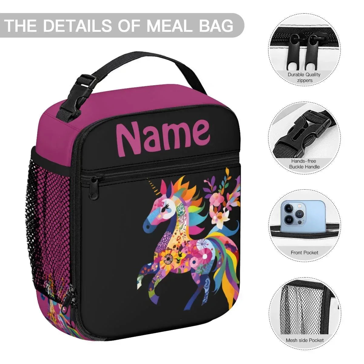 Personalized Kids School Set: Backpack, Lunch Tote & Pen Pouch, Name Gift - Dream Dragons