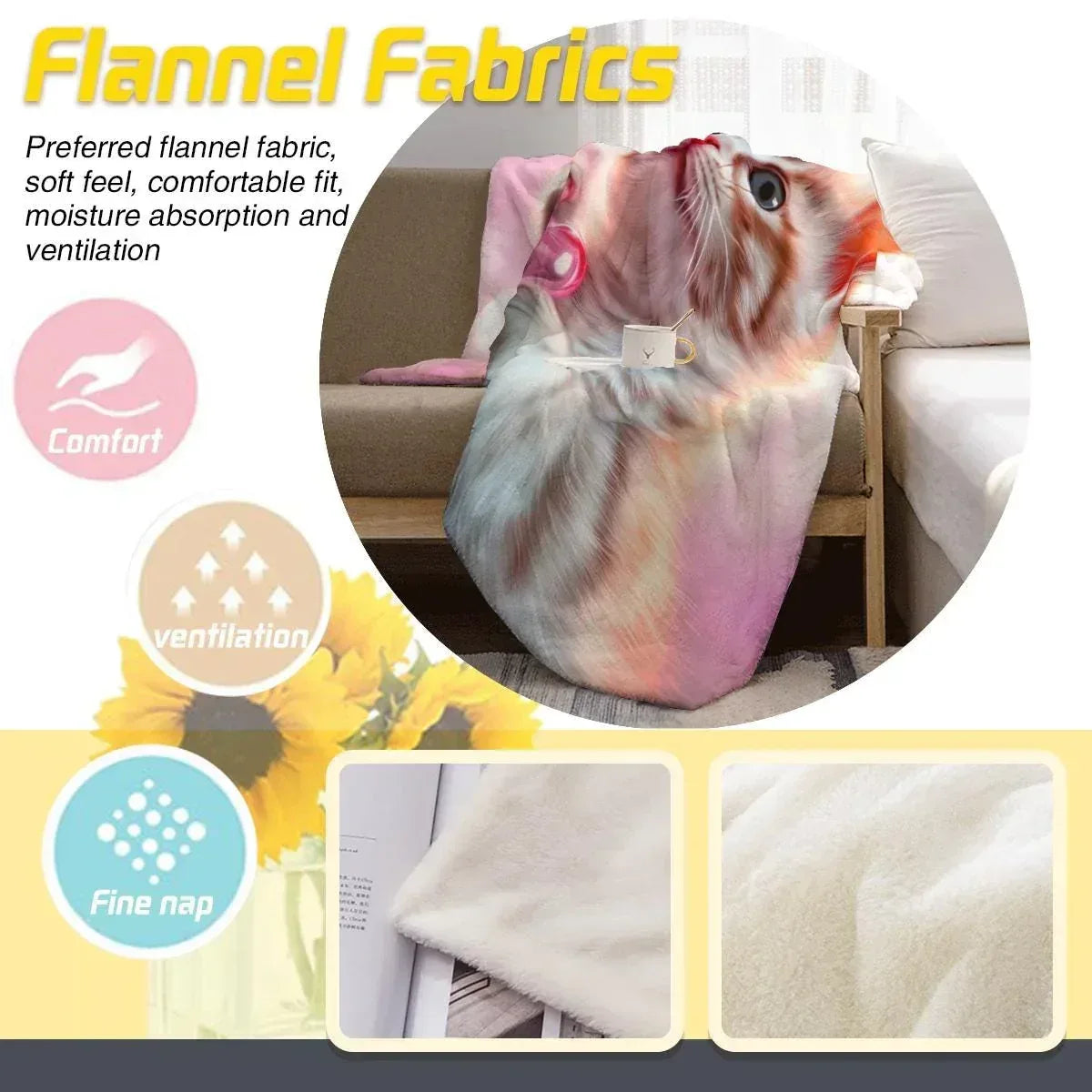 Personalized Kitten Blanket: Whimsical Heart Flannel Fleece Throw, Pink Kitty Cat Lover Gift - Dream Dragons