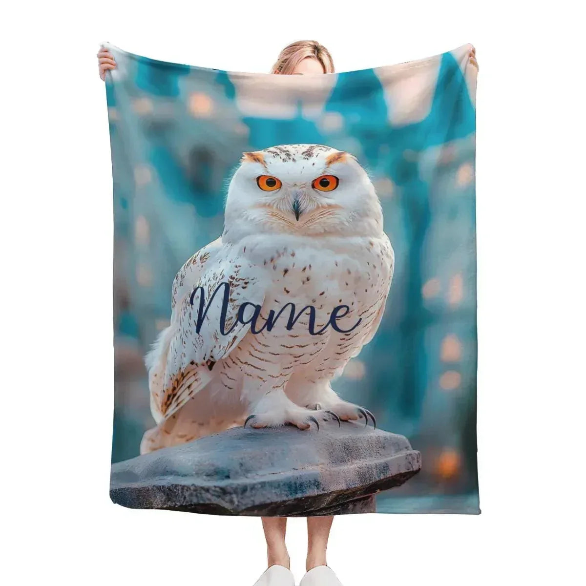 Personalized Wizard Owl Blanket – Magical Flannel Fleece Throw, Name Gift - Dream Dragons