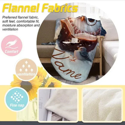 Personalized Winter Owl Flannel Blanket: Snowy Forest Design, Flannel Fleece Throw Name Gift - Dream Dragons
