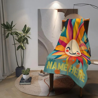 Personalized Sunny Sunshine Sunflower Blanket: Custom Name Gift, Flannel Fleece Throw - Dream Dragons