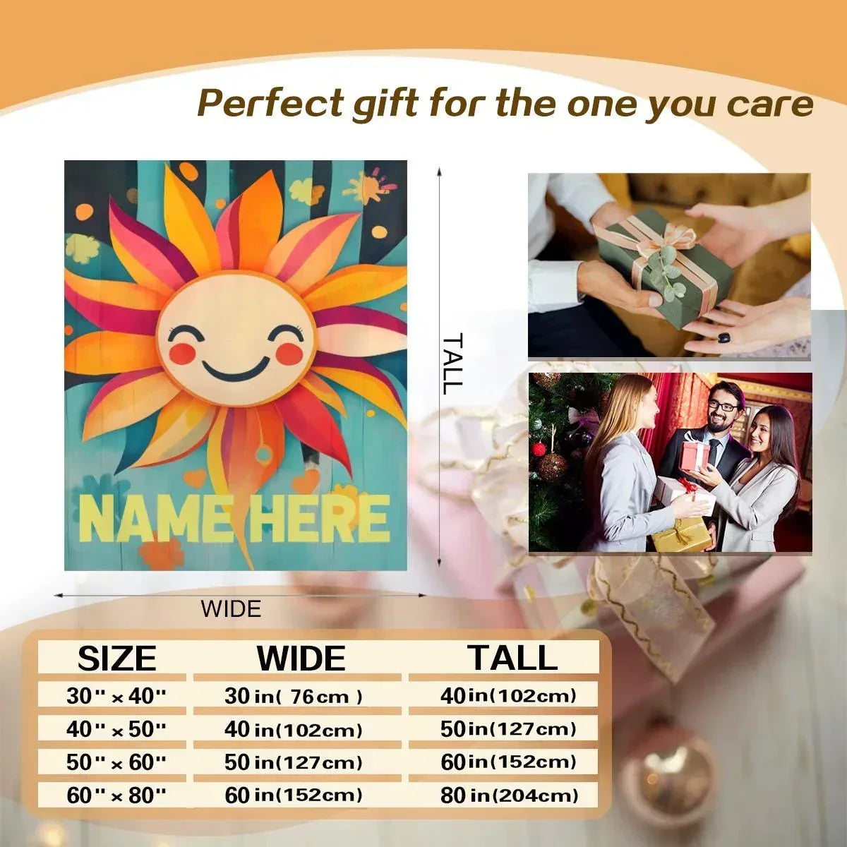 Personalized Sunny Sunshine Sunflower Blanket: Custom Name Gift, Flannel Fleece Throw - Dream Dragons