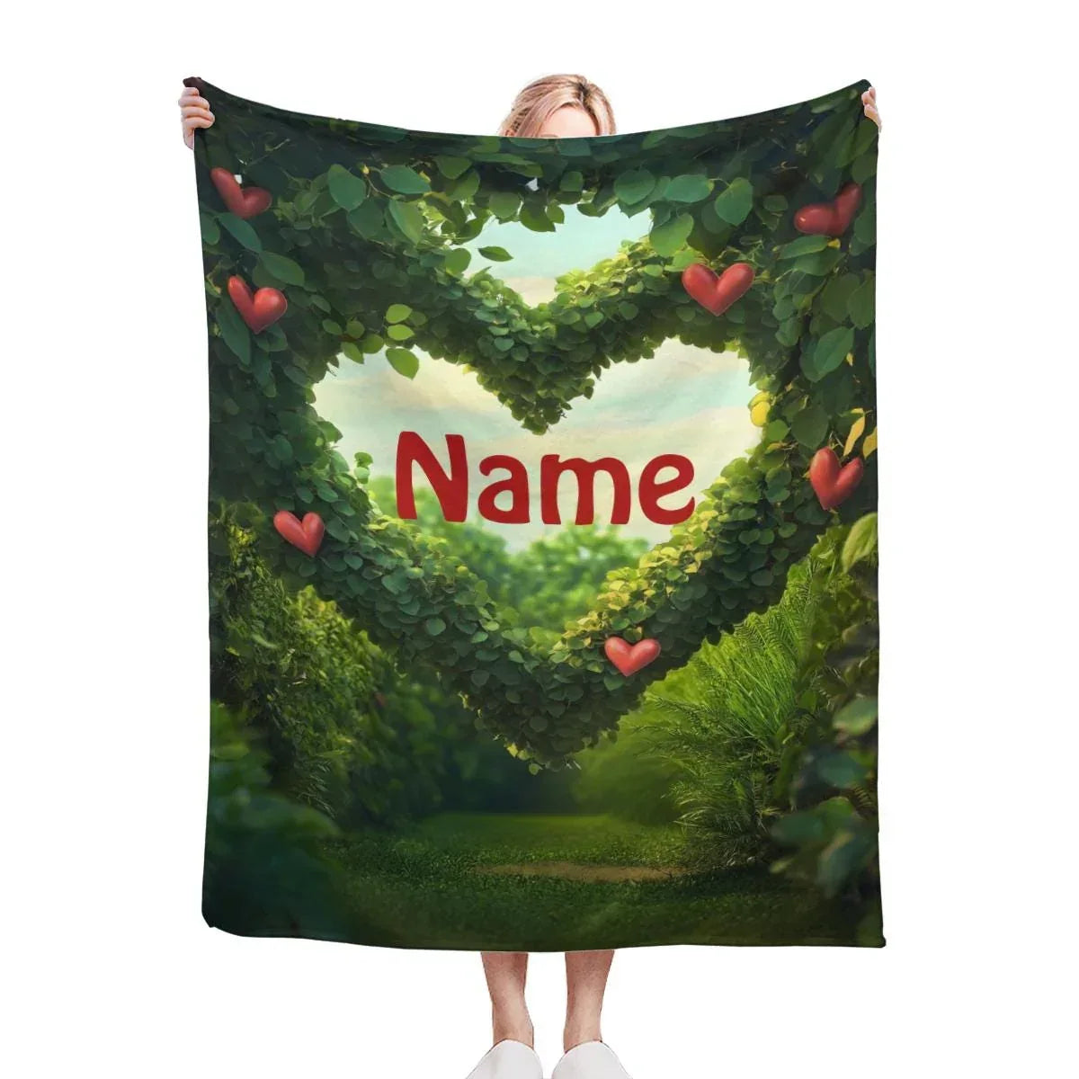 Personalized Garden Heart Blanket: Lush Greenery Plant Microfiber Fleece Throw, Romantic, Lovely Gift - Dream Dragons