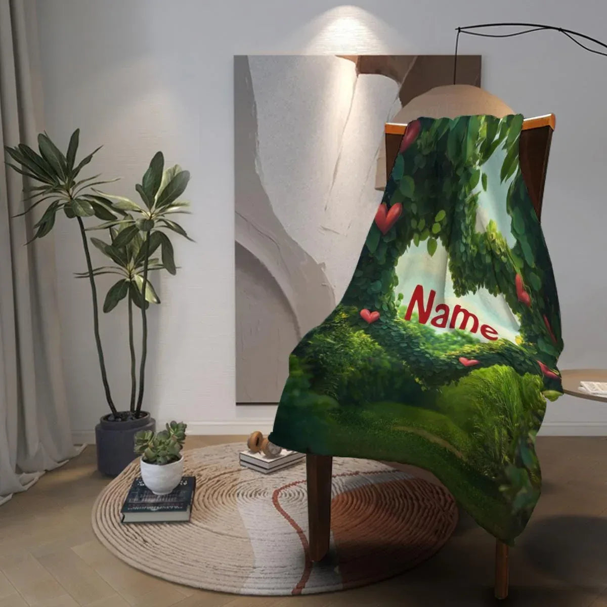 Personalized Garden Heart Blanket: Lush Greenery Plant Microfiber Fleece Throw, Romantic, Lovely Gift - Dream Dragons