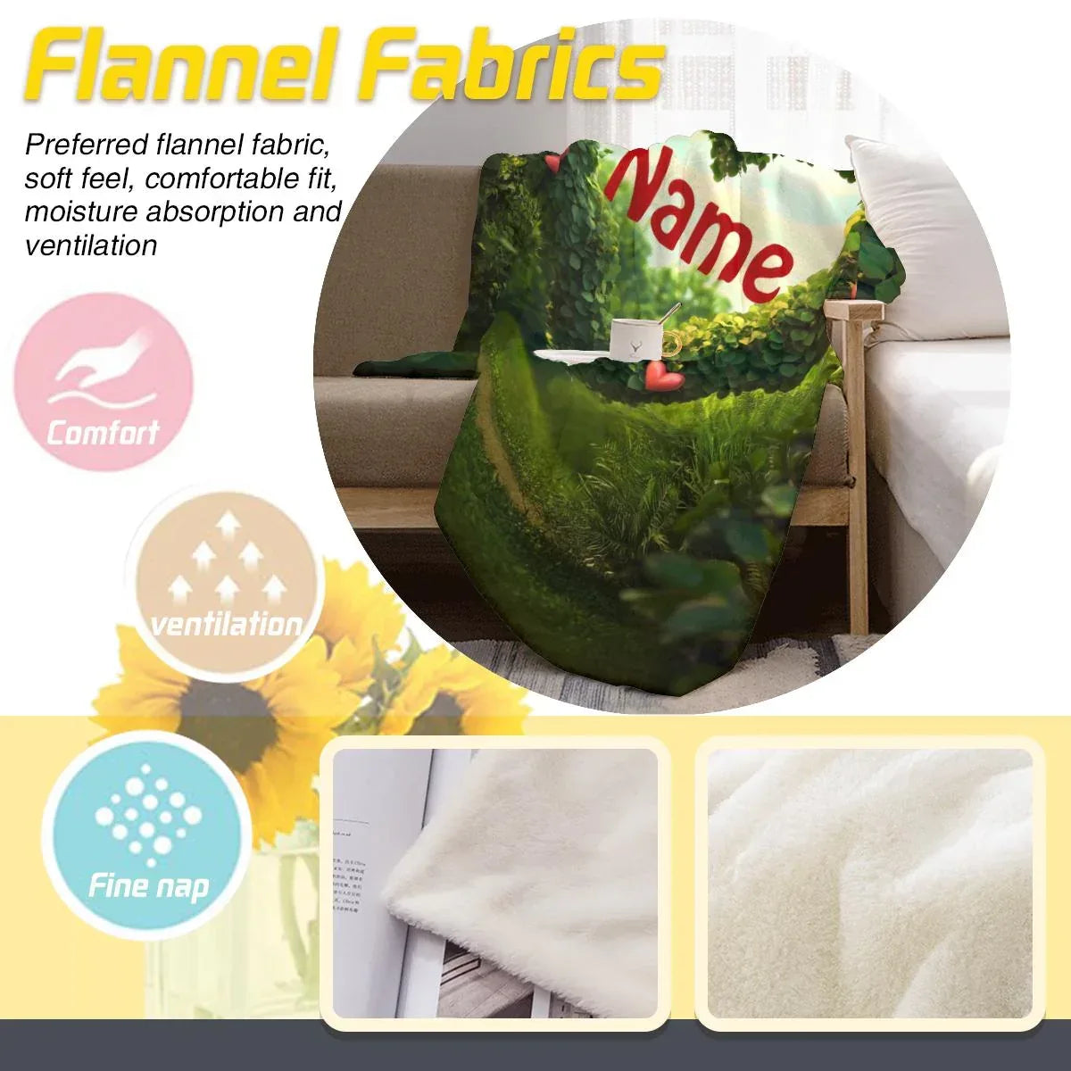 Personalized Garden Heart Blanket: Lush Greenery Plant Microfiber Fleece Throw, Romantic, Lovely Gift - Dream Dragons