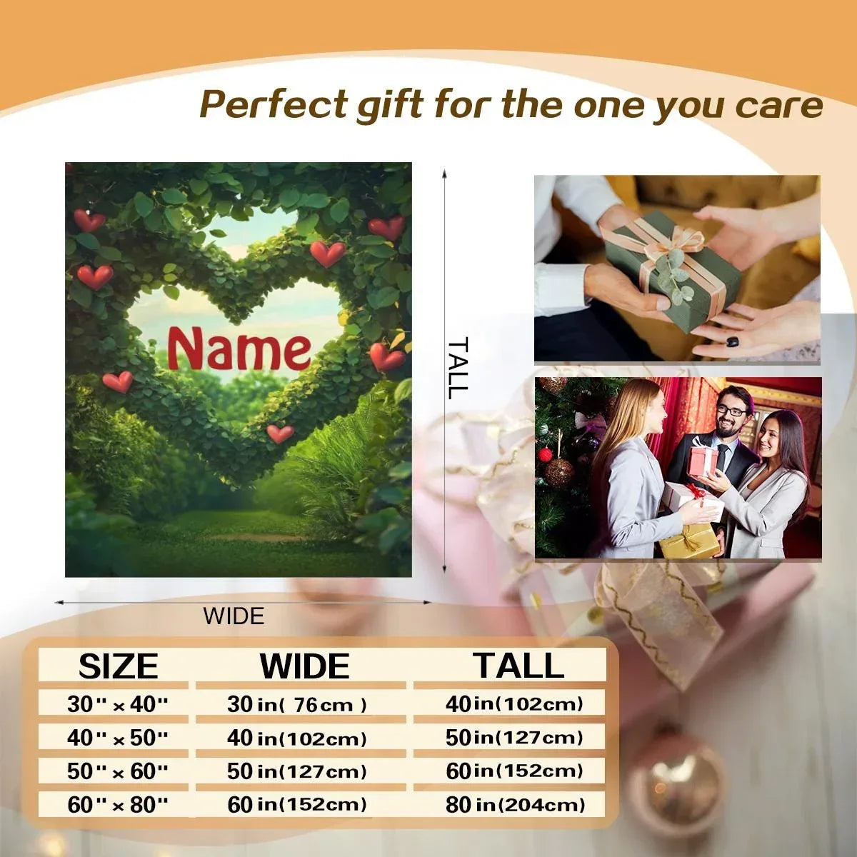 Personalized Garden Heart Blanket: Lush Greenery Plant Microfiber Fleece Throw, Romantic, Lovely Gift - Dream Dragons