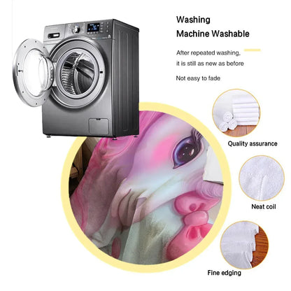 Personalized Unicorn & Kitty Plush Blanket, Custom Name Soft Flannel Fleece Throw - Dream Dragons