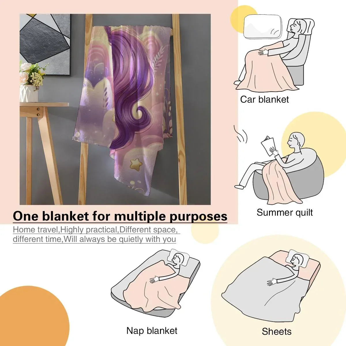 Personalized Unicorn Blanket: Enchanted Purple Fantasy Throw, Flannel Fleece Name Gift - Dream Dragons