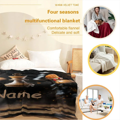 Personalized Chess Blanket: Grandmaster Soft Flannel Fleece Throw, Custom Name Gift - Dream Dragons