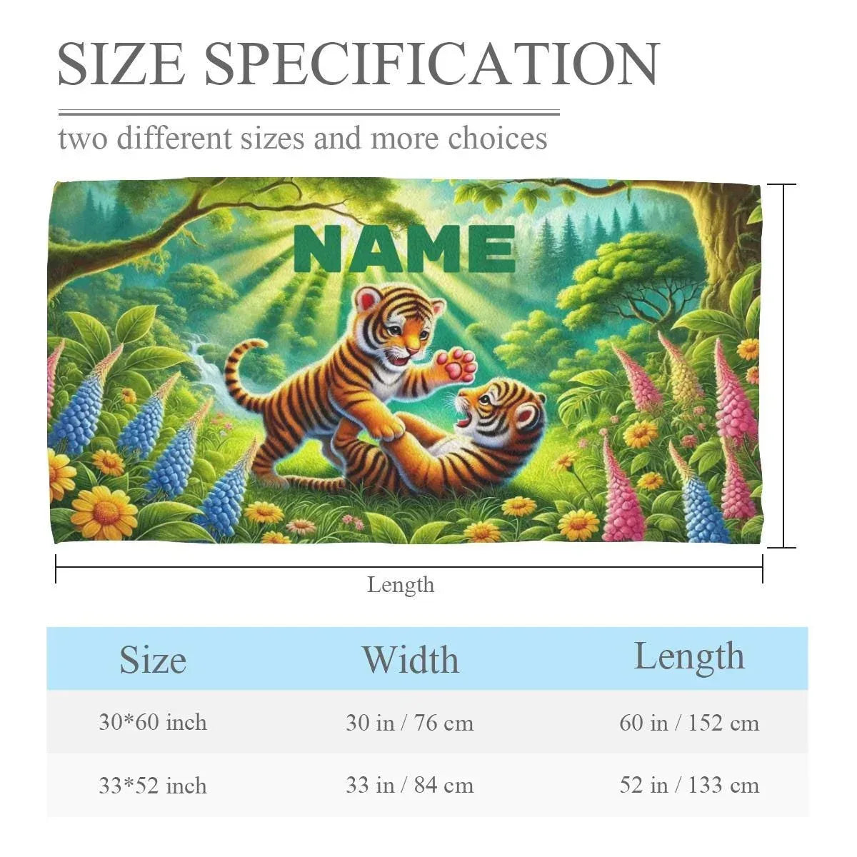 Personalized Jungle Tiger Beach Towel: Custom Name Microfiber Swimming Pool Towel - Dream Dragons
