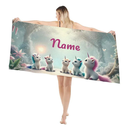 Personalized Unicorn Beach Towel: Soft Microfiber Summer Accessory, Swimming pool Towel - Dream Dragons