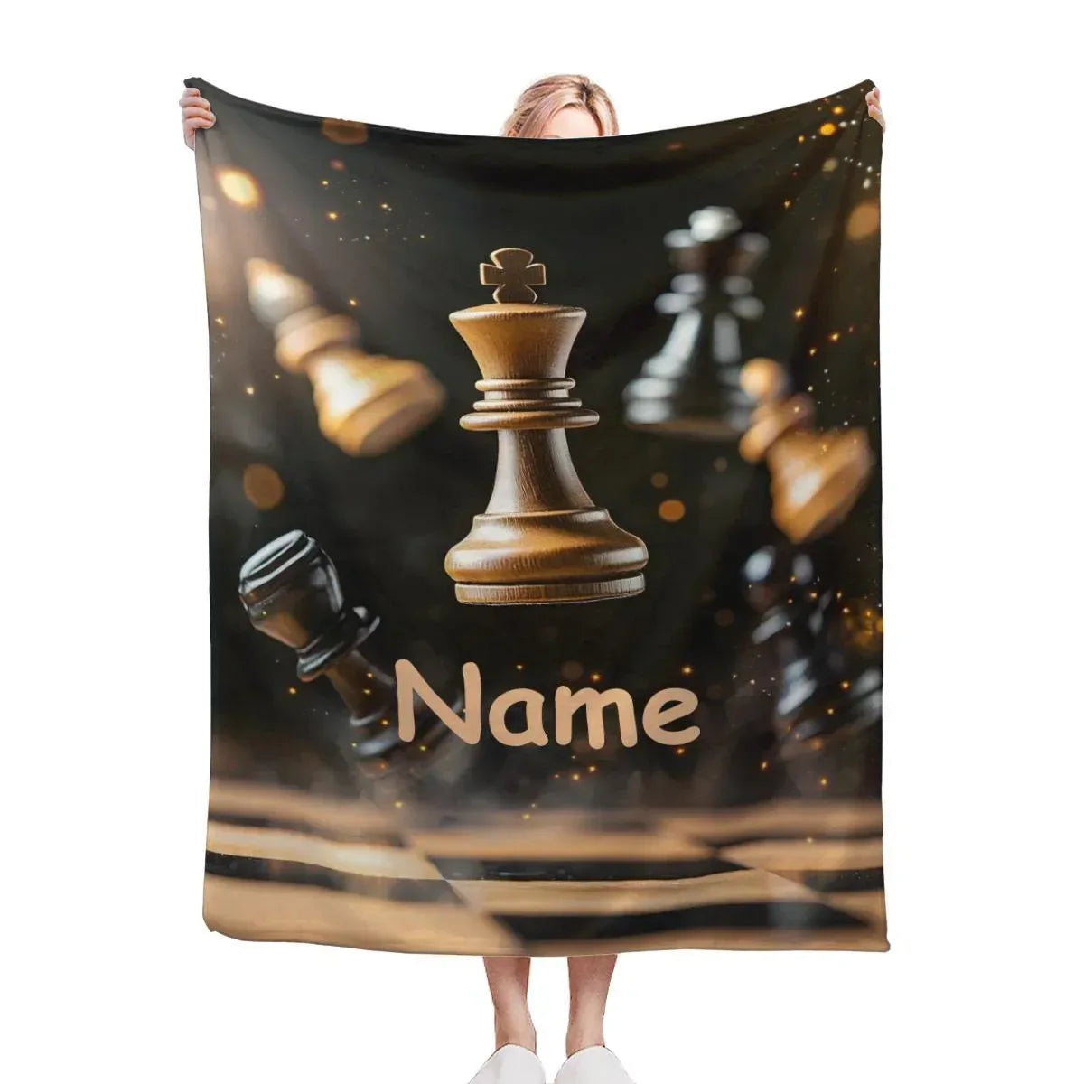 Personalized Chess Blanket: Grandmaster Soft Flannel Fleece Throw, Custom Name Gift - Dream Dragons